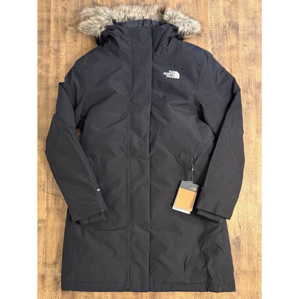 The North Face Arctic Parka 550 Down Knee Length Faux Fur Trim BLK Women’s Large - Picture 11 of 12